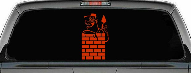 Brick Rock Mason Business Car or Truck Window Decal Sticker (Orange Red)