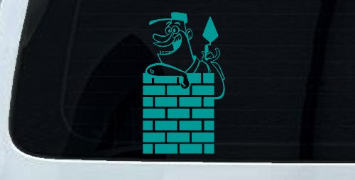 Brick Rock Mason Business Car or Truck Window Decal Sticker (Turquoise)