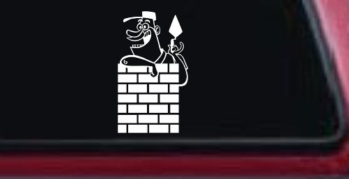 Brick Rock Mason Business Car or Truck Window Decal Sticker (White)