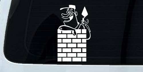 Brick Rock Mason Business Car or Truck Window Vinyl Decal Sticker (White)