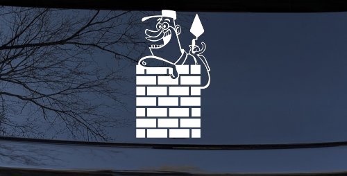 Brick Rock Mason Business Car or Truck Window Decal Sticker (White)