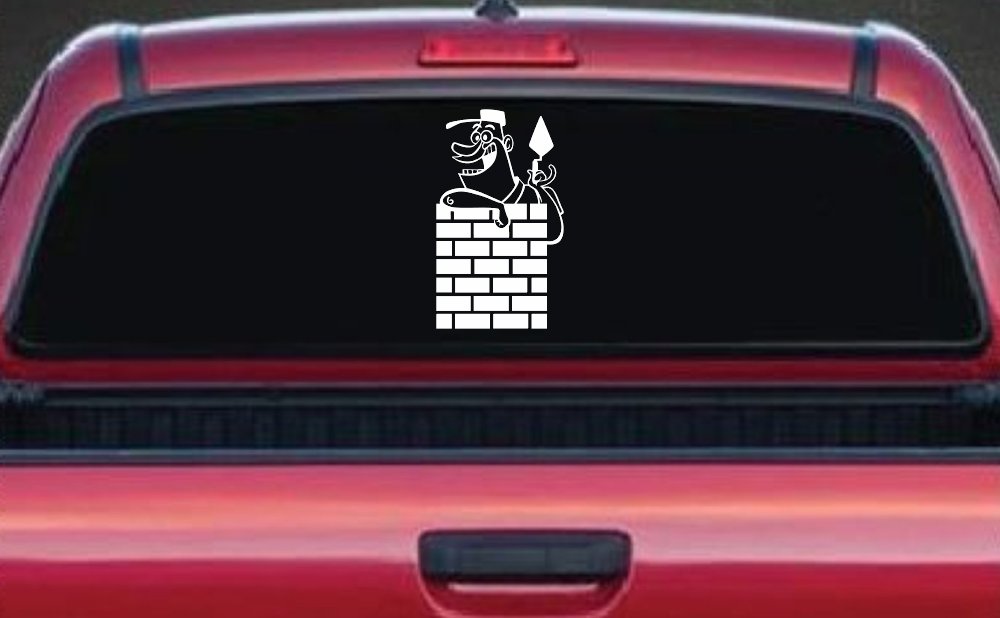Brick Rock Mason Business Car or Truck Window Decal Sticker (White)