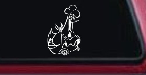 Chicken Business Window Lettering Sign Car or Truck Window Vinyl Decal Sticker (White)