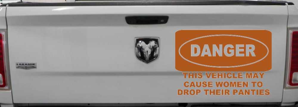 Danger This Vehicle May Cause Women to Drop Their Panties Off Road Motor Sports Car or Truck Window Decal Sticker (Nut Brown)