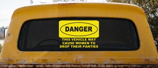 Danger This Vehicle May Cause Women to Drop Their Panties Off Road Motor Sports Car or Truck Window Decal Sticker (Yellow)
