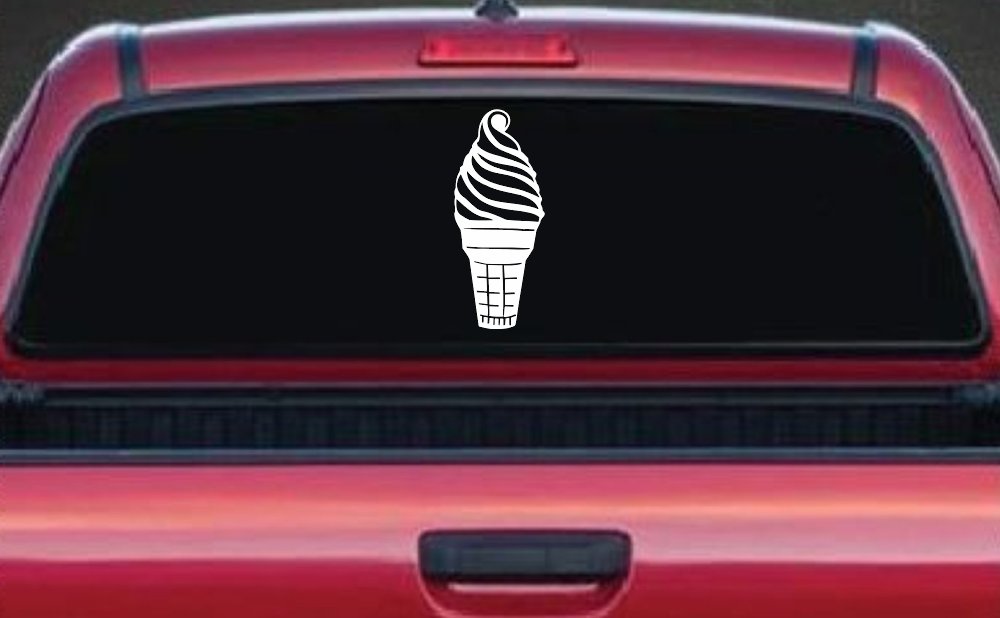 Ice Cream Cone Store Window Lettering Business Car or Truck Window Decal Sticker (White)