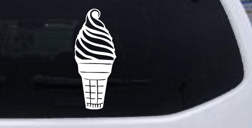 Ice Cream Cone Store Window Lettering Business Car or Truck Window Decal Sticker (White)