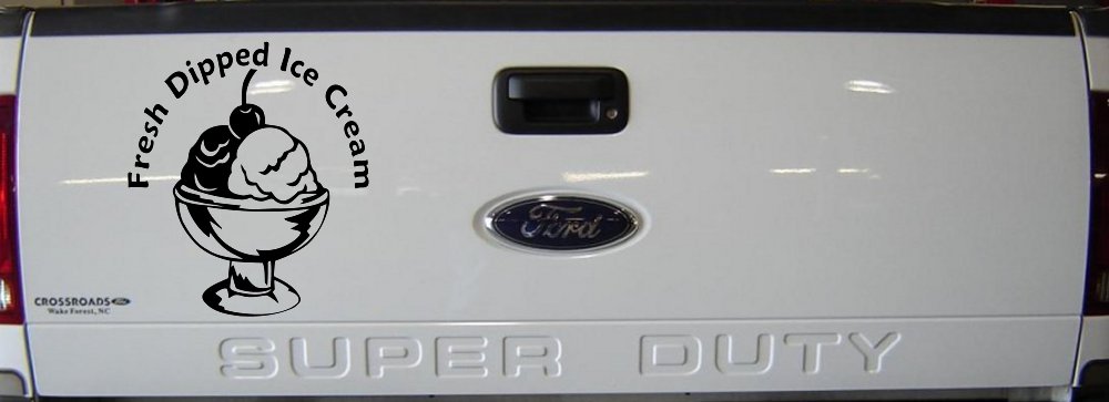 Fresh Dipped Ice Cream Store Window Lettering Business Car or Truck Window Vinyl Decal Sticker (Black)