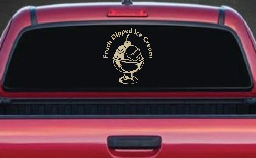 Fresh Dipped Ice Cream Store Window Lettering Business Car or Truck Window Decal Sticker