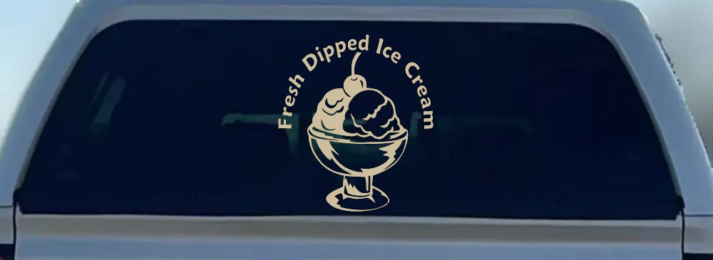 Fresh Dipped Ice Cream Store Window Lettering Business Car or Truck Window Decal Sticker (Desert Sand)