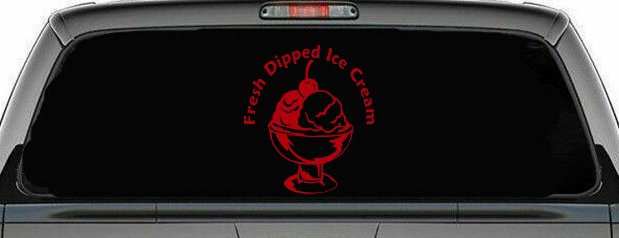 Fresh Dipped Ice Cream Store Window Lettering Business Car or Truck Window Decal Sticker (Red)