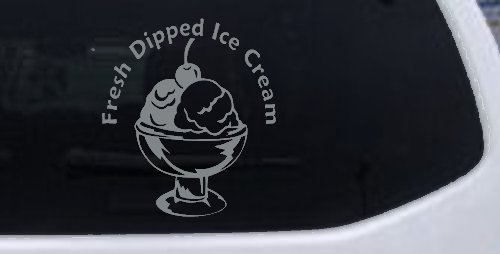 Fresh Dipped Ice Cream Store Window Lettering Business Car or Truck Window Decal Sticker (Telegrey)
