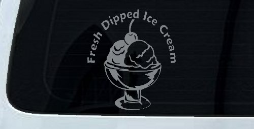 Fresh Dipped Ice Cream Store Window Lettering Business Car or Truck Window Decal Sticker (Telegrey)