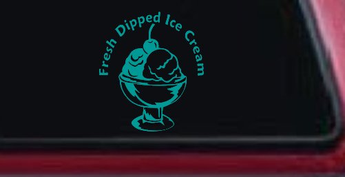 Fresh Dipped Ice Cream Store Window Lettering Business Car or Truck Window Decal Sticker