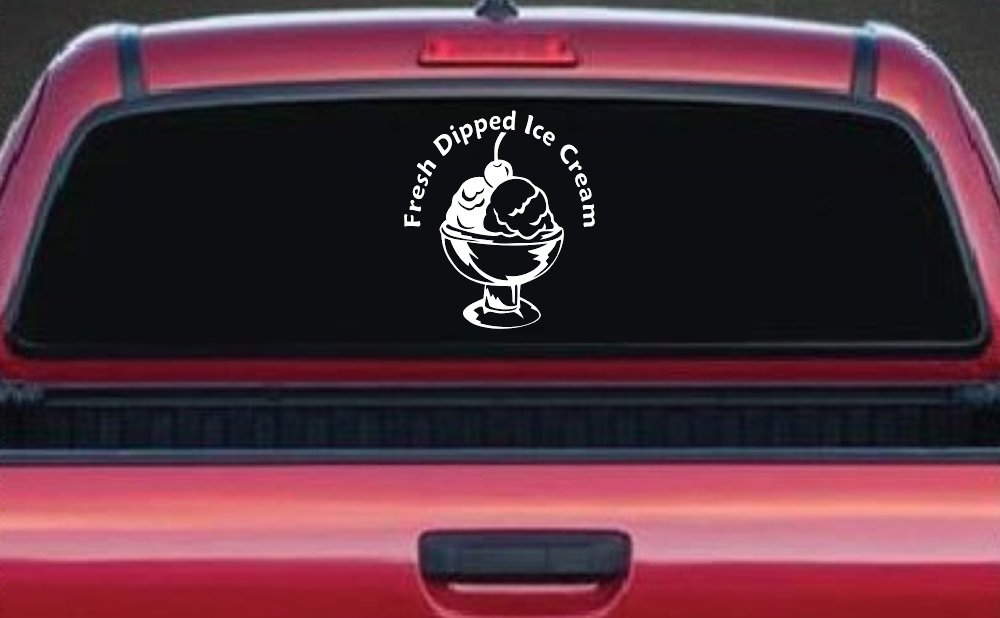 Fresh Dipped Ice Cream Store Window Lettering Business Car or Truck Window Decal Sticker