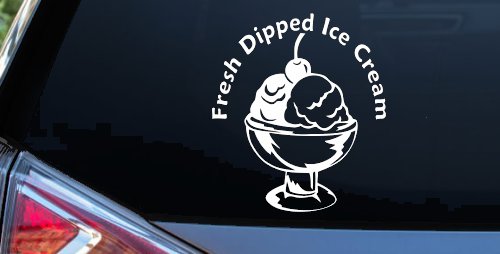 Fresh Dipped Ice Cream Store Window Lettering Business Car or Truck Window Decal Sticker (White)
