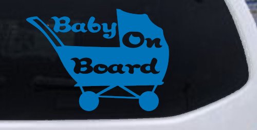 Baby On Board Stroller Girlie Car or Truck Window Decal Sticker (Sky Blue)