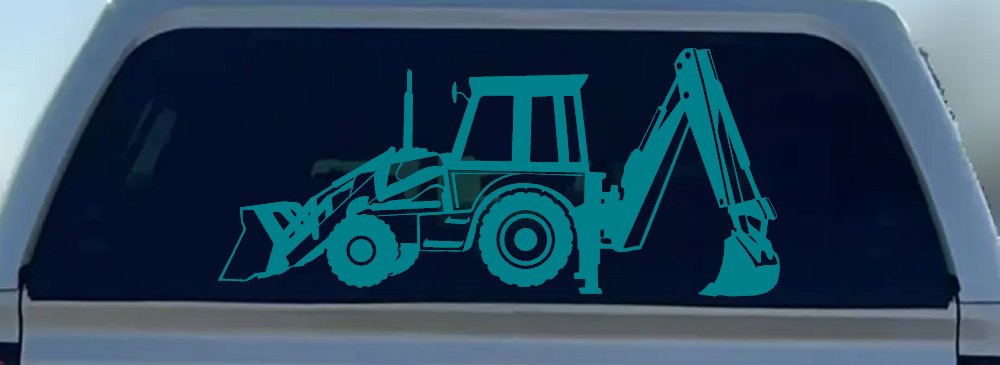 Backhoe Tractor Business Window Lettering Sign Car or Truck Window Decal Sticker (Turquoise Blue)