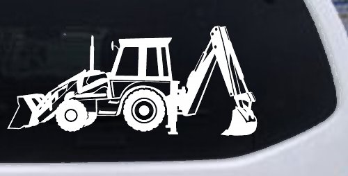 Backhoe Tractor Business Window Lettering Sign Car or Truck Window Decal Sticker (White)