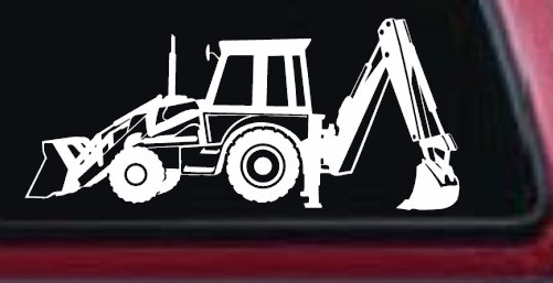 Backhoe Tractor Business Window Lettering Sign Car or Truck Window Vinyl Decal Sticker (White)