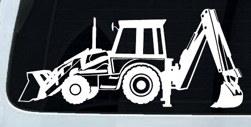 Backhoe Tractor Business Window Lettering Sign Car or Truck Window Decal Sticker (White)