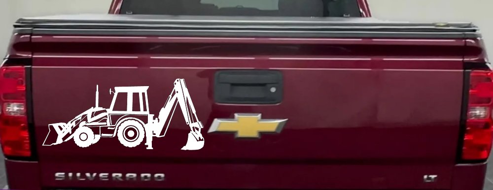 Backhoe Tractor Business Window Lettering Sign Car or Truck Window Decal Sticker (White)