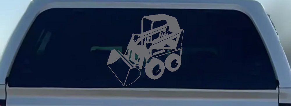 Skid Steer Loader Construction Business Window Lettering Sign Car or Truck Window Vinyl Decal Sticker (Silver)
