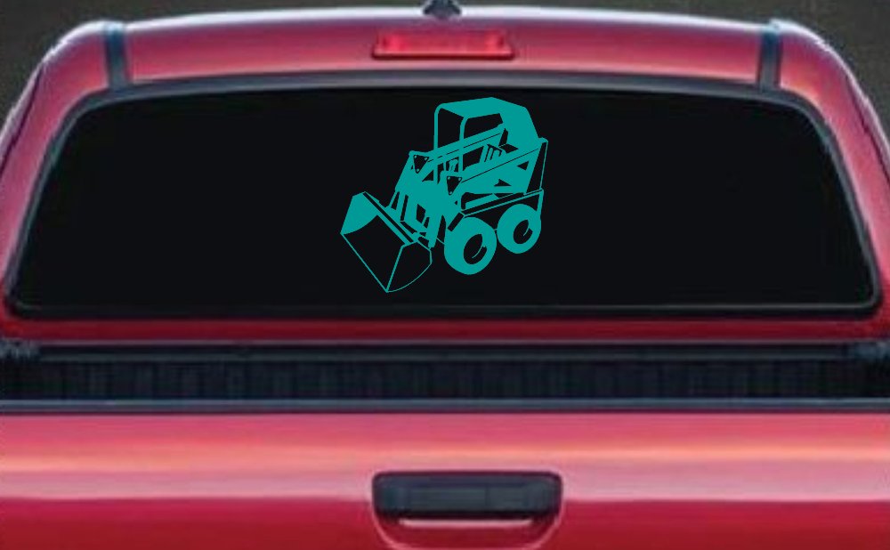 Skid Steer Loader Construction Business Window Lettering Sign Car or Truck Window Decal Sticker (Turquoise)