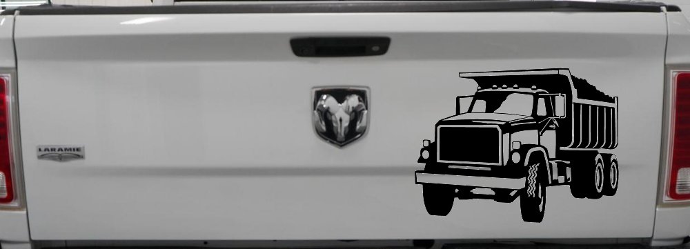 Dump Truck Construction Business Car or Truck Window Decal Sticker (Black)