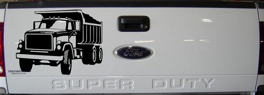 Dump Truck Construction Business Car or Truck Window Decal Sticker (Black)