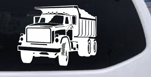 Dump Truck Construction Business Car or Truck Window Vinyl Decal Sticker (White)
