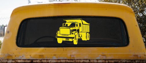 Dump Truck Construction Business Car or Truck Window Decal Sticker (Yellow)