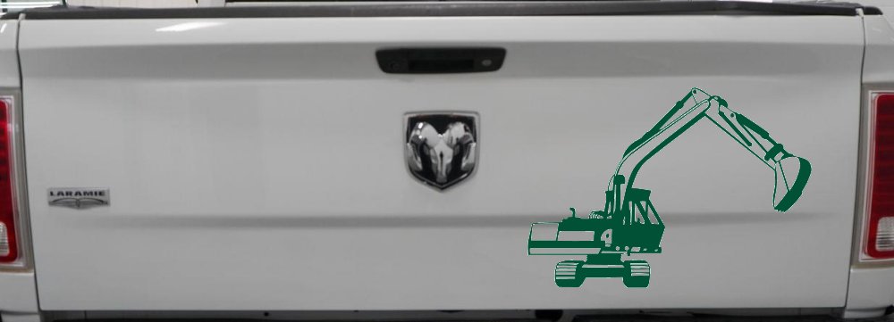 Track Hoe Excavator Construction Business Car or Truck Window Decal Sticker (Dark Green)