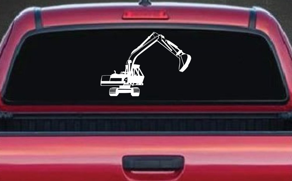 Track Hoe Excavator Construction Business Car or Truck Window Decal Sticker