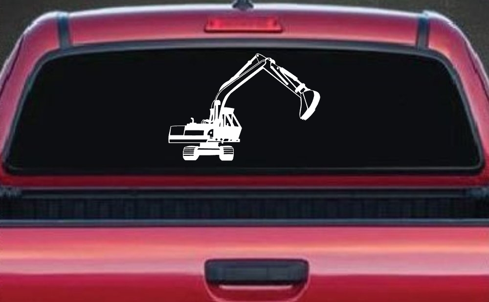 Track Hoe Excavator Construction Business Car or Truck Window Decal Sticker