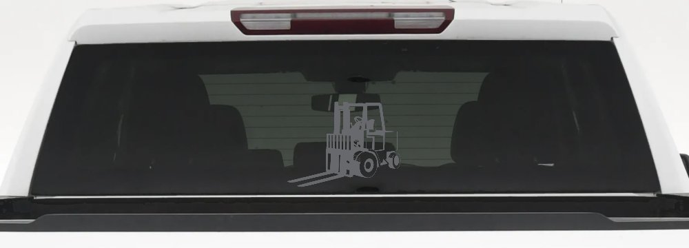 Fork Lift Construction Business Window Lettering Sign Car or Truck Window Decal Sticker (Silver)