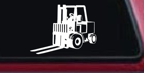 Fork Lift Construction Business Window Lettering Sign Car or Truck Window Vinyl Decal Sticker (White)