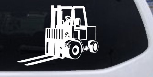 Fork Lift Construction Business Window Lettering Sign Car or Truck Window Decal Sticker (White)