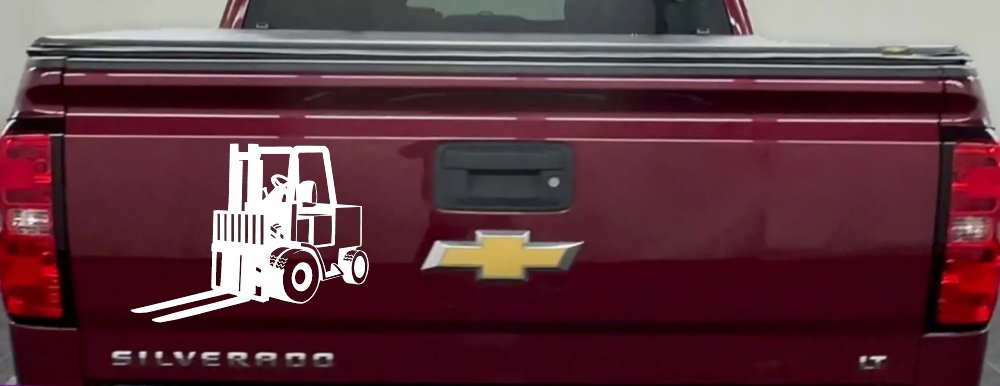 Fork Lift Construction Business Window Lettering Sign Car or Truck Window Decal Sticker (White)