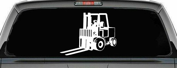 Fork Lift Construction Business Window Lettering Sign Car or Truck Window Vinyl Decal Sticker (White)