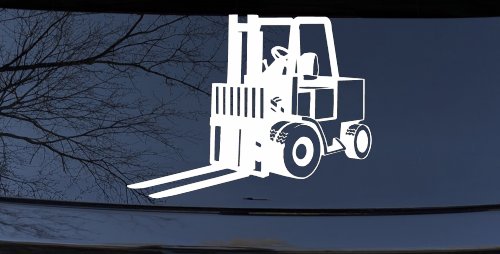Fork Lift Construction Business Window Lettering Sign Car or Truck Window Decal Sticker (White)