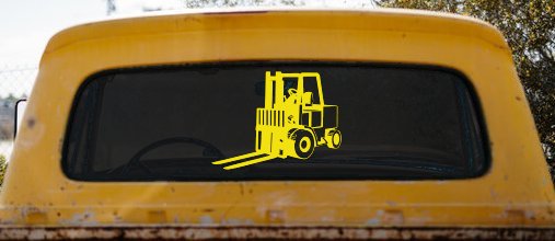 Fork Lift Construction Business Window Lettering Sign Car or Truck Window Decal Sticker (Yellow)