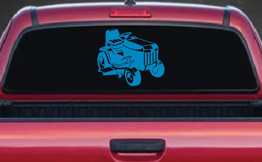 Lawn Mower Lawn Care Landscaping  Business Window Lettering Sign Car or Truck Window Decal Sticker (Blue)