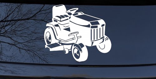 Lawn Mower Lawn Care Landscaping  Business Window Lettering Sign Car or Truck Window Decal Sticker (White)