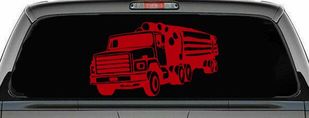 Logging Truck Business Car or Truck Window Decal Sticker (Red)