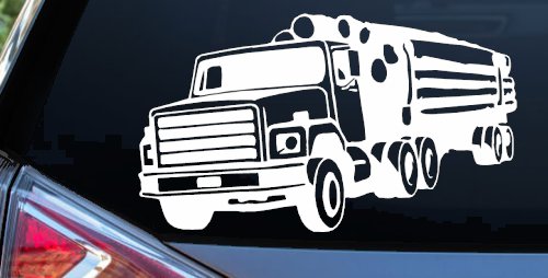Logging Truck Business Car or Truck Window Decal Sticker (White)