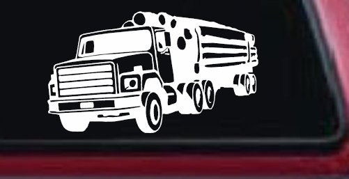 Logging Truck Business Car or Truck Window Decal Sticker (White)