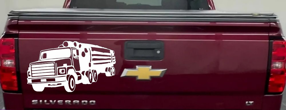 Logging Truck Business Car or Truck Window Decal Sticker (White)