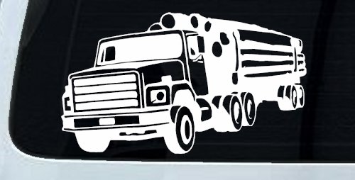 Logging Truck Business Car or Truck Window Decal Sticker (White)