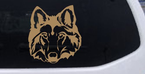 Wolf Head Car or Truck Window Decal Sticker (Light Brown)